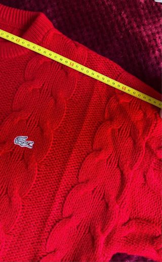 LACOSTE JERSEY ABRIGO VINTAGE ROJO HOMBRE MUJER XL