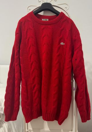 LACOSTE JERSEY ABRIGO VINTAGE ROJO HOMBRE MUJER XL