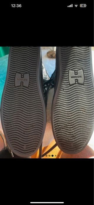 Zapatillas Hogan altas mujer piel negras y platead