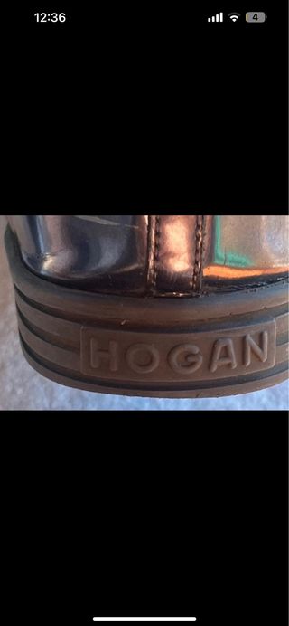 Zapatillas Hogan altas mujer piel negras y platead