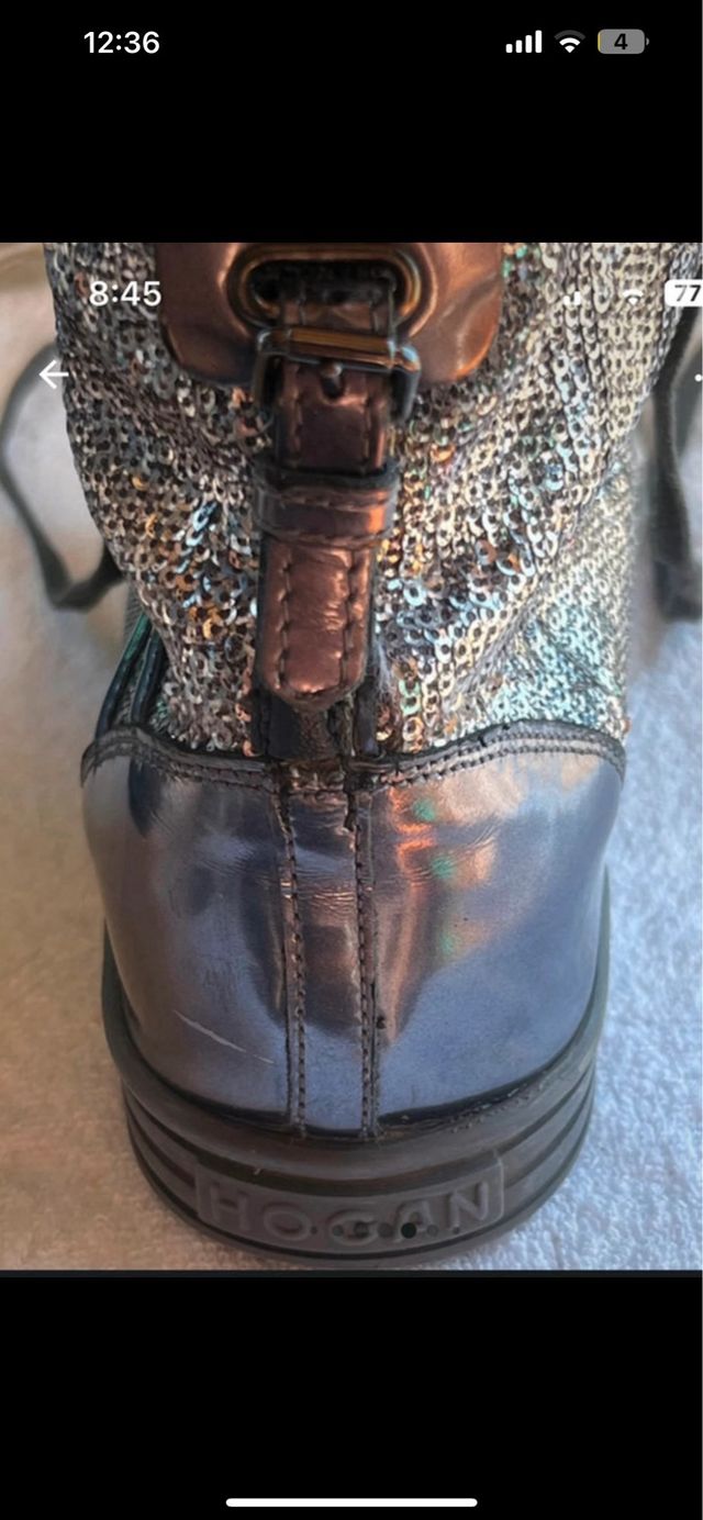 Sneakers Hogan alte da donna in pelle nere e argentate