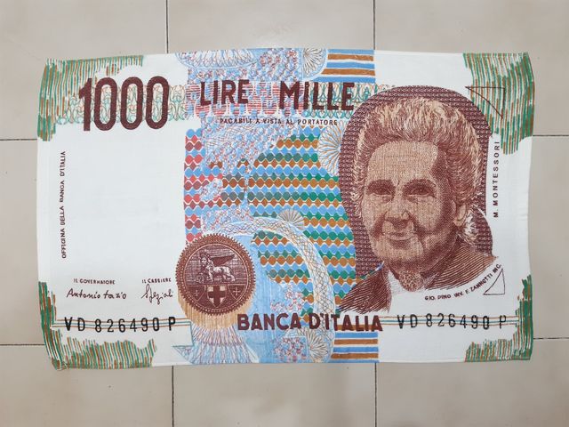 Asciugamano 1000 Lire Maria Montessori