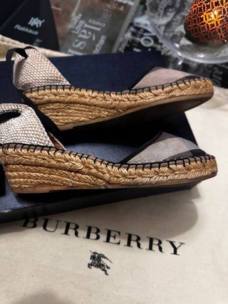 Alpargatas Burberry Check Mews Lino Beige/Negro