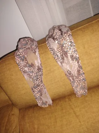 Vestido de fiesta rosa y plateado