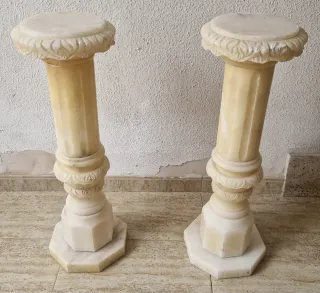 lote 2 pedestales de marmol alabastro sobre 1930