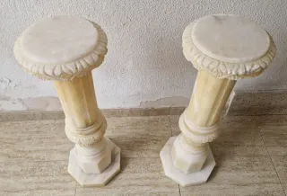 lote 2 pedestales de marmol alabastro sobre 1930