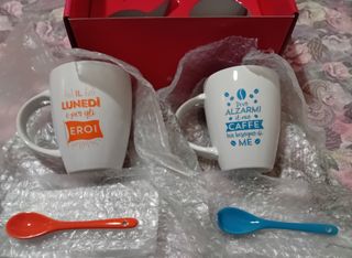 Tazze mug da colazione in ceramica con cucchiaino