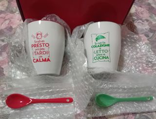 Tazze mug da colazione in ceramica con cucchiaino