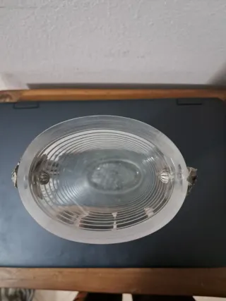 Vaso cristallo anni '60 con applicazioni  argento