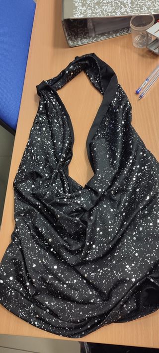 Top fiesta lentejuelas plateadas