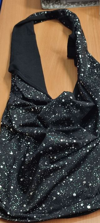 Top fiesta lentejuelas plateadas
