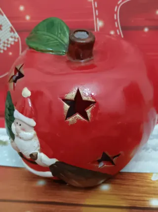 Porta candela natalizio a forma di mela, e candela