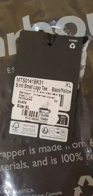 Camiseta Barbour International Negra Talla XL