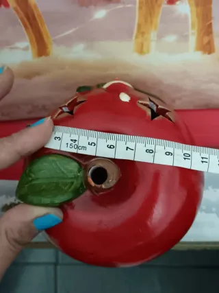 Portacandele Natale Mela Pupazzo Neve Ceramica