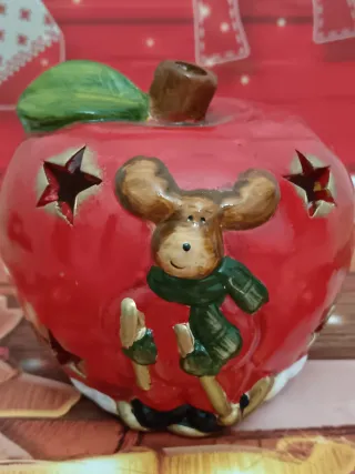 Portacandele natalizio a forma di mela