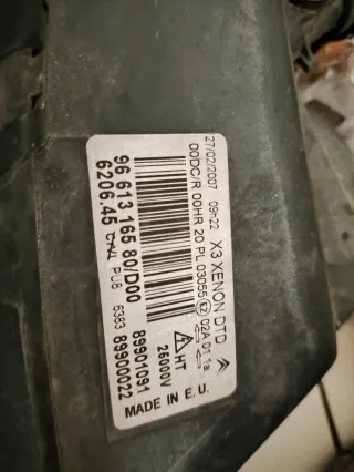 2 Faros Citroen xenon luz halógeno C5 2007 Fase 2