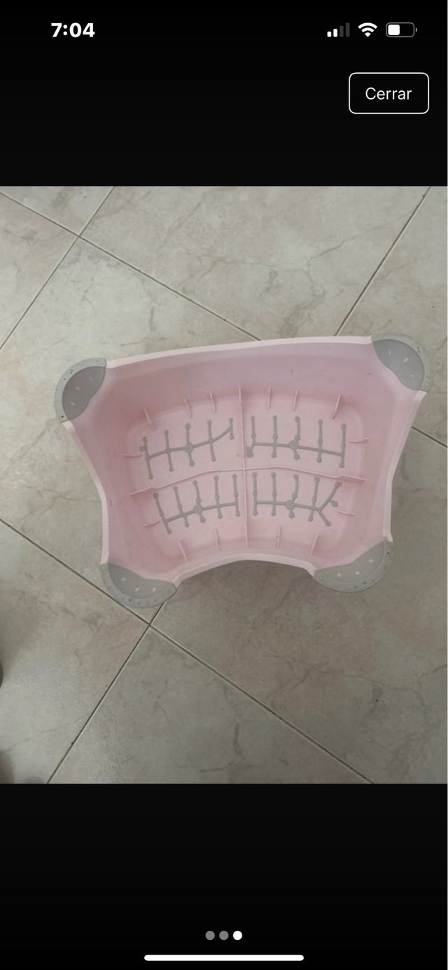 Taburete infantil rosa con Mickey y Minnie