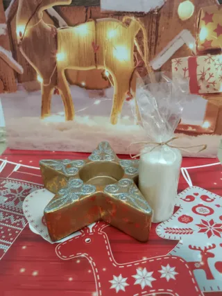 Portacandele a forma di stella in ceramica