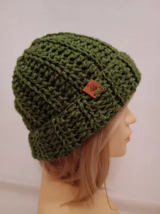 Berretto unisex misto lana verde militare