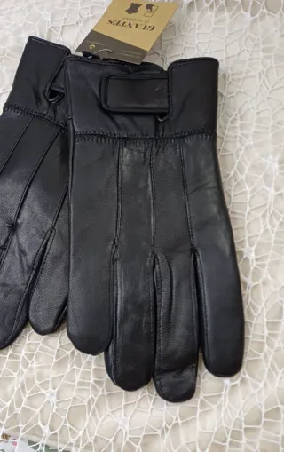 Guantes Piel Negros Hombre Táctiles Telf