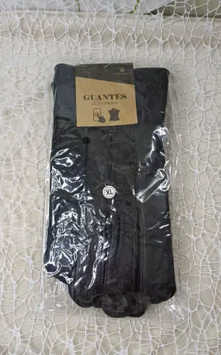 Guantes Piel Negros Hombre Táctiles Telf