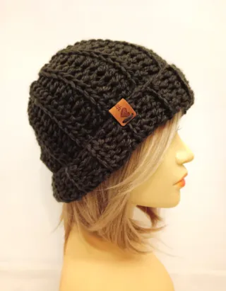 Berretto unisex chunky marrone