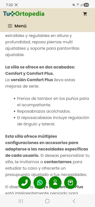 Silla de ruedas Inovys Evo Comfort Plus.