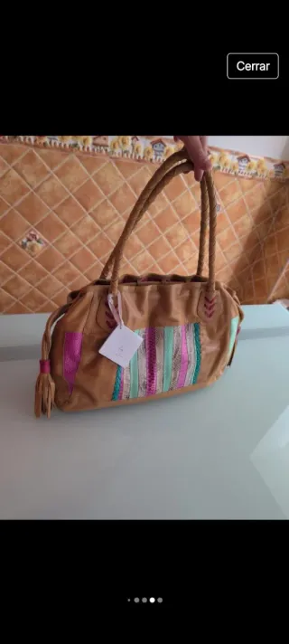 Bolso de cuero artesanal multicolor