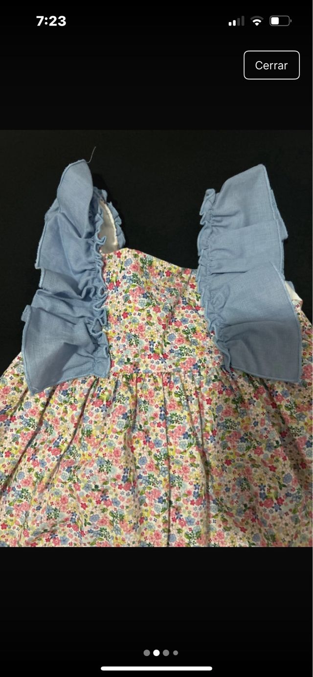 Vestido niña floral con lazo azul