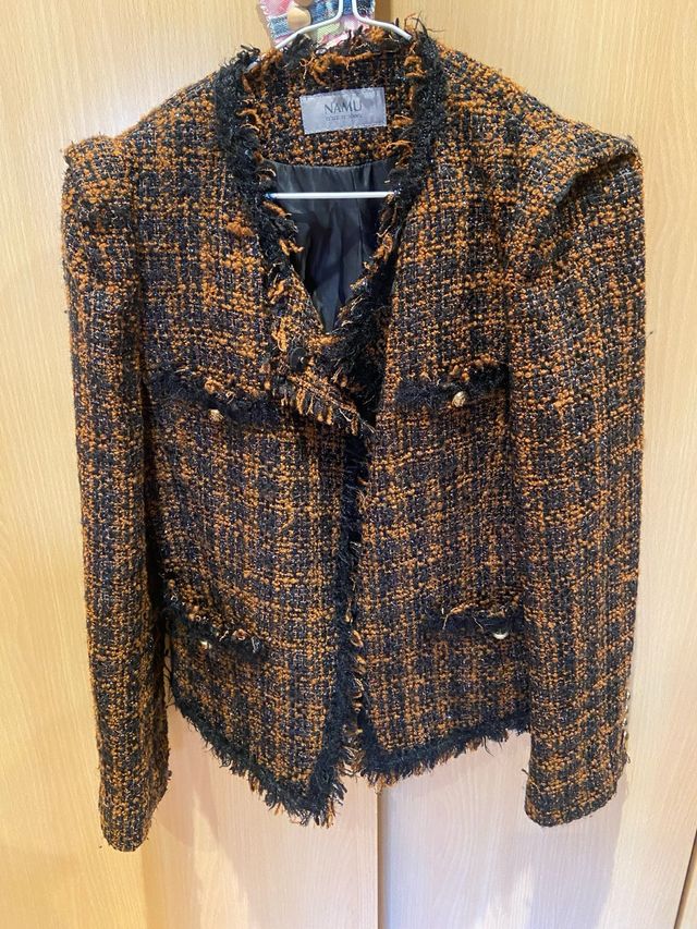 Chaqueta Tweed NAMU Negro Naranja