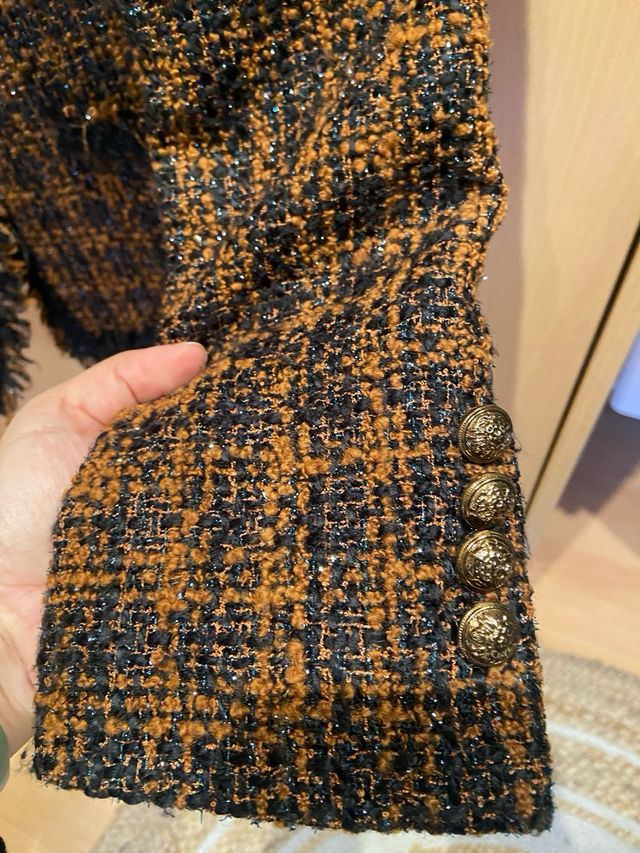 Chaqueta Tweed NAMU Negro Naranja