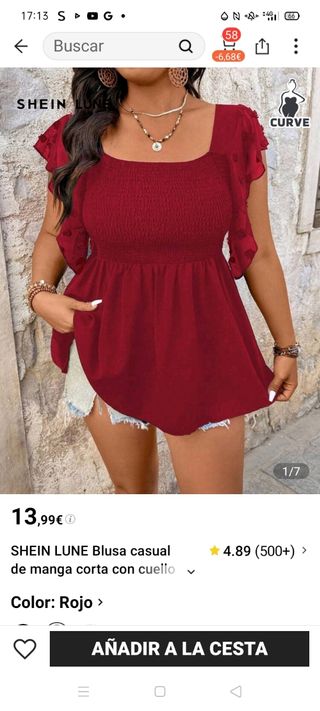 Blusa SHEIN LUNE Talla Grande Roja