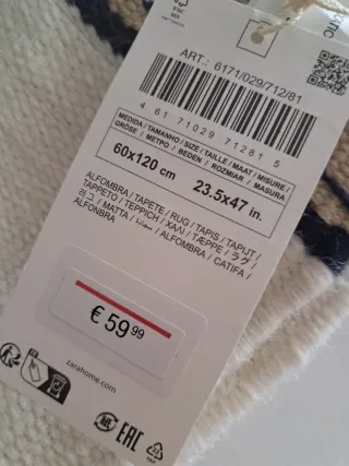 Alfombra Zara Home beige y azul