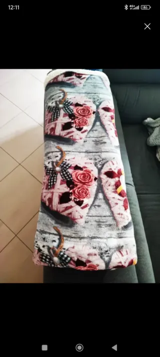 Coperta plaid fantasia cuori rose