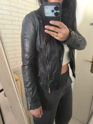 Chaqueta Biker Piel Negra