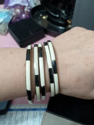 Lotto 5 bracciali vintage bianco e nero