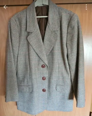 Chaqueta de cuadros marrón y multicolor