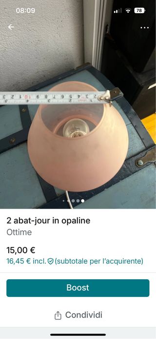 2 abat-jour in opaline rosa