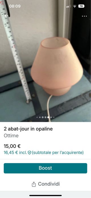 2 abat-jour in opaline rosa