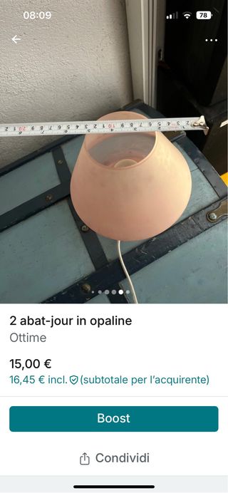 2 abat-jour in opaline rosa