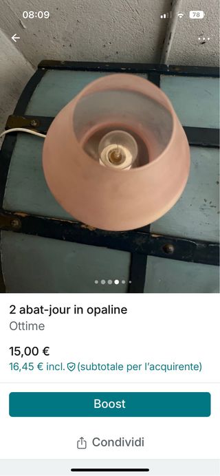 2 abat-jour in opaline rosa