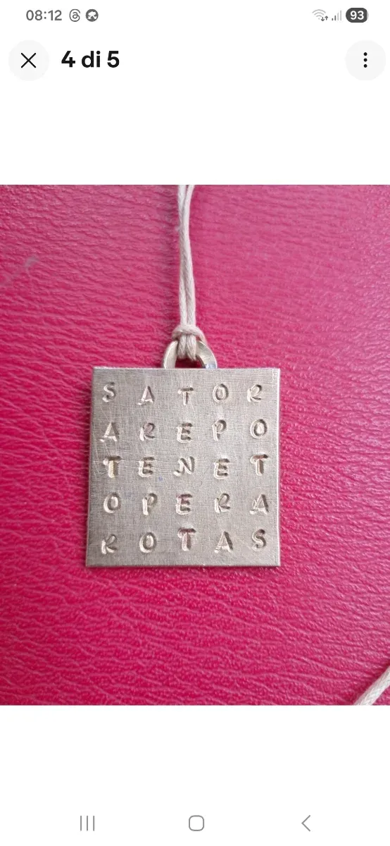 Ciondolo SATOR in ottone Quadrato magico