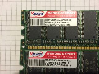 2x Vdata DDR400 512MB MDGVD5F3H4860N1E02 512MX