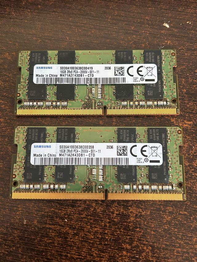 2x 16GB DDR4 SODIMM Samsung RAM