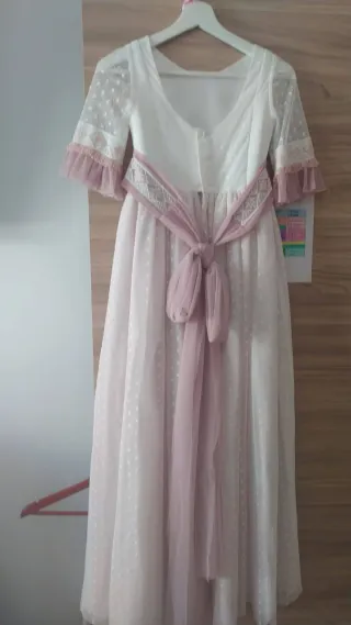 Vestido comunión niña rosa y blanco