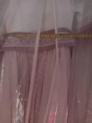 Vestido comunión niña rosa y blanco