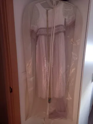 Vestido comunión niña rosa y blanco