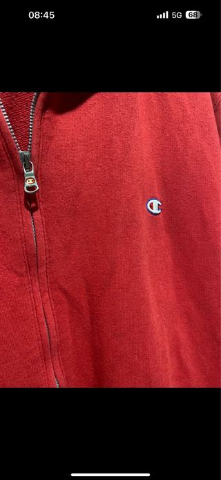 Felpa Champion Rossa Zip Taglia L vintage
