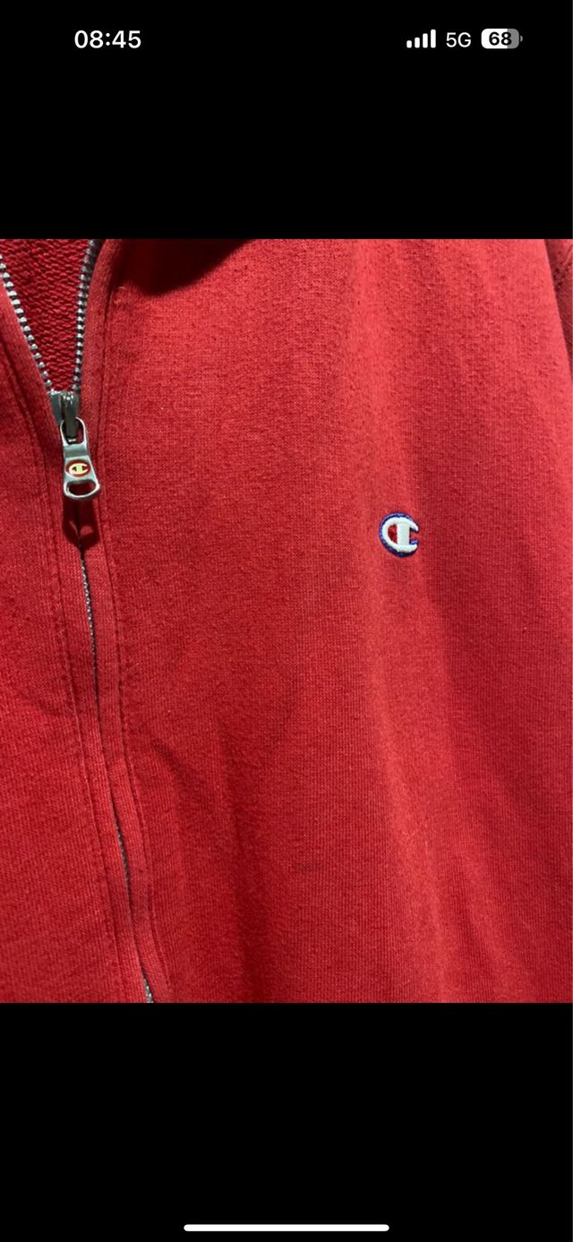 Felpa Champion Rossa Zip Taglia L vintage