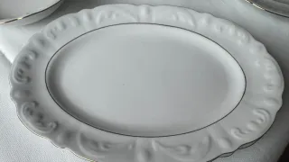 Vajilla Porcelana 83 Piezas + Juego Café Filo Oro